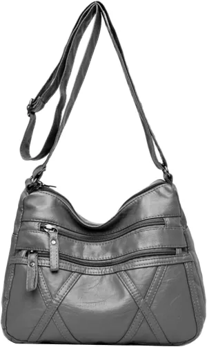 Crossbody Bag for Women Lightweight Shoulder Bags Ladies Soft PU Leather Handbags Multi Pocket Messenger Bags