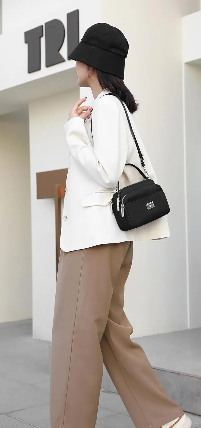 Crossbody Bag for Women,Lightweight Small Crossbody Purse Nylon Women's Shoulder Handbags With Top Handle