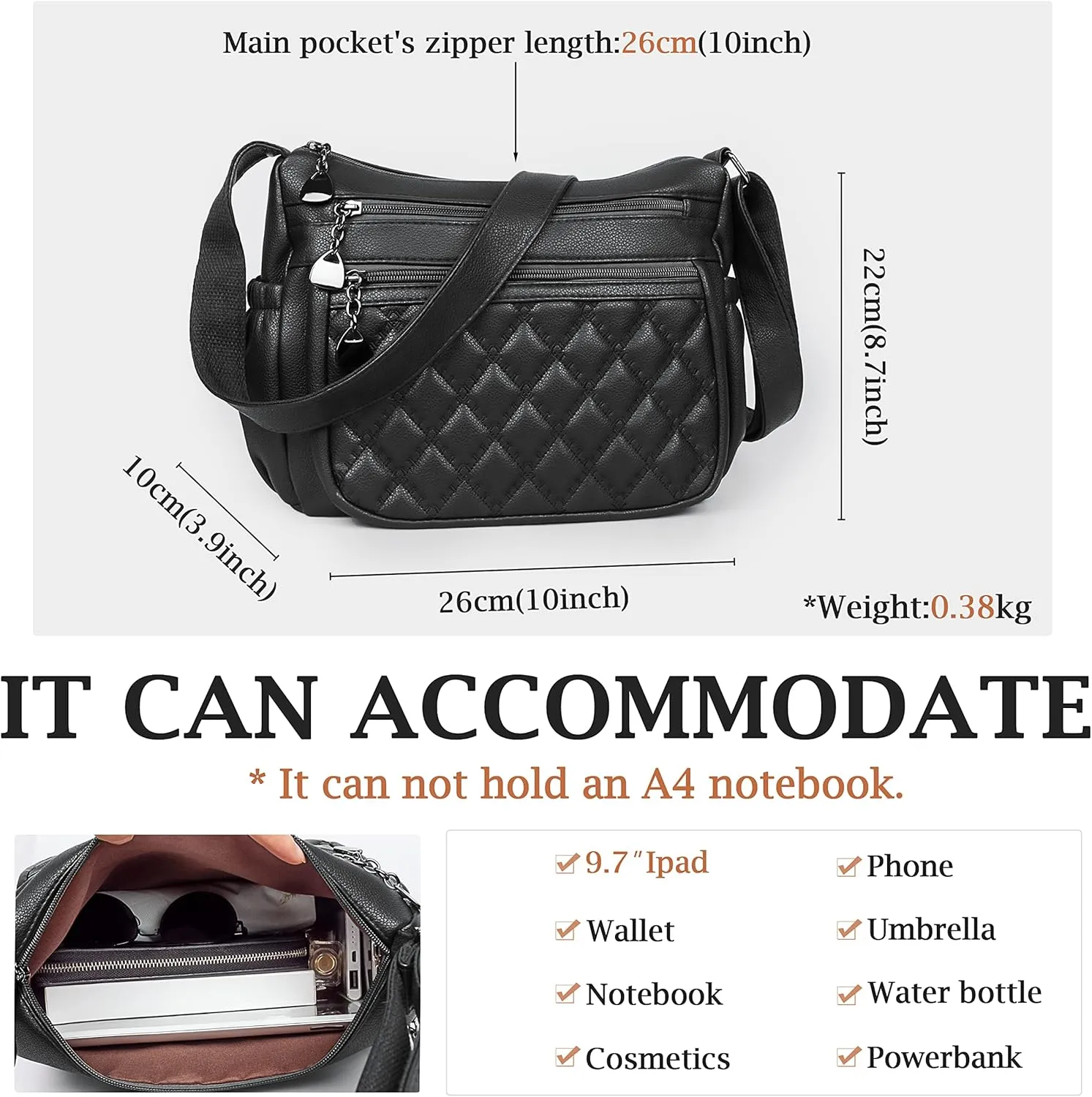 Crossbody Purse for Women Ladies Soft PU Leather Shoulder Bag Medium Roomy Handbag Fashion Tote Top Handle Satchel
