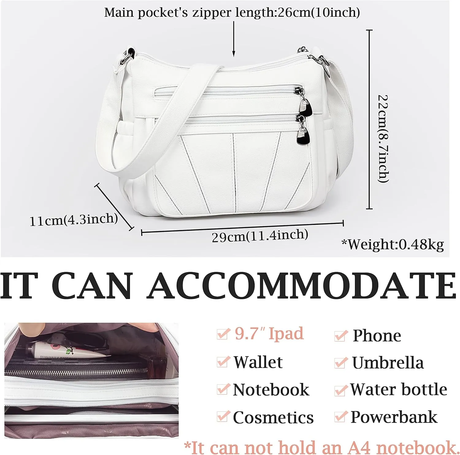 Crossbody Purse for Women Ladies Soft PU Leather Shoulder Bag Medium Roomy Handbag Fashion Tote Top Handle Satchel