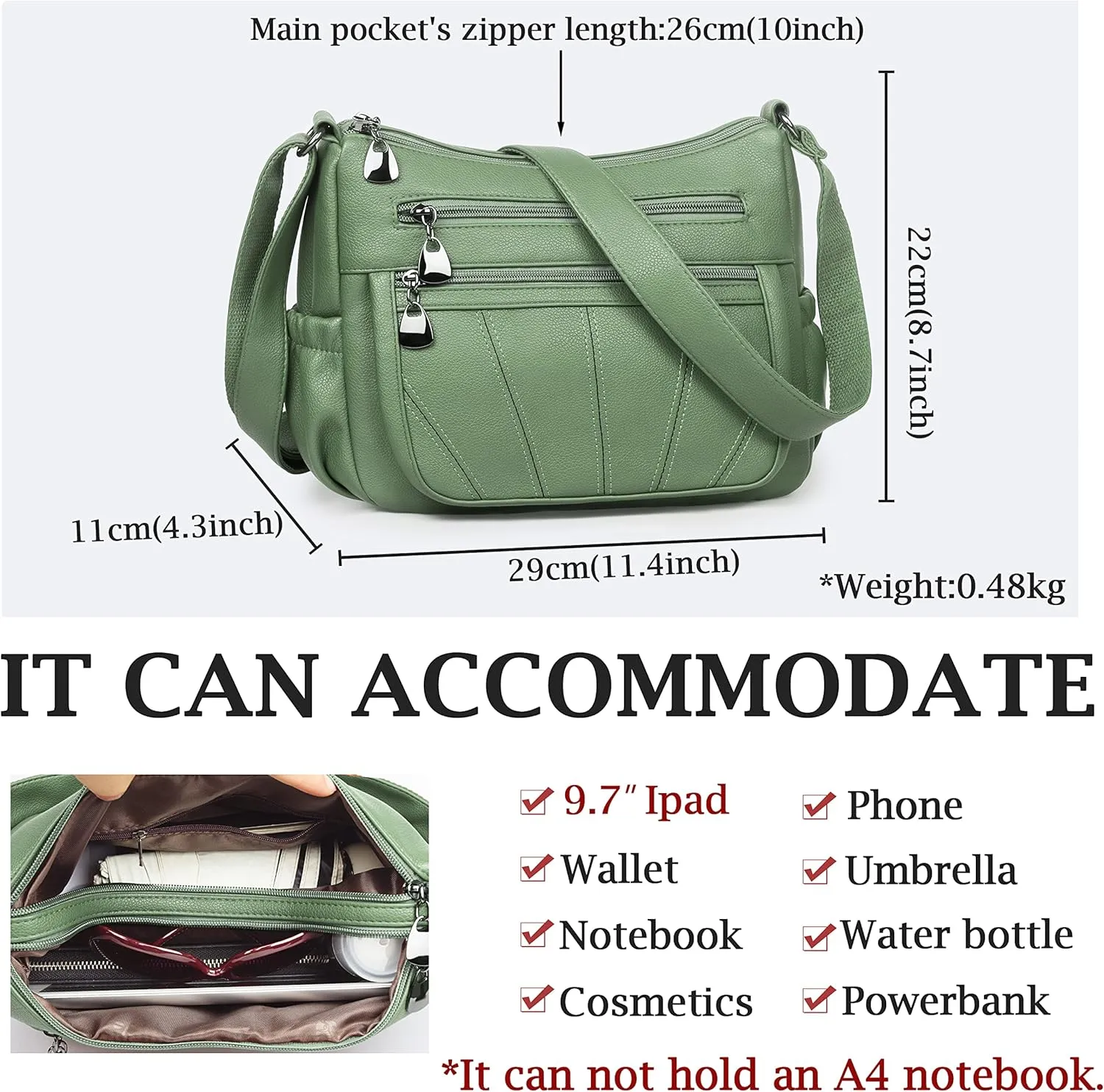 Crossbody Purse for Women Ladies Soft PU Leather Shoulder Bag Medium Roomy Handbag Fashion Tote Top Handle Satchel