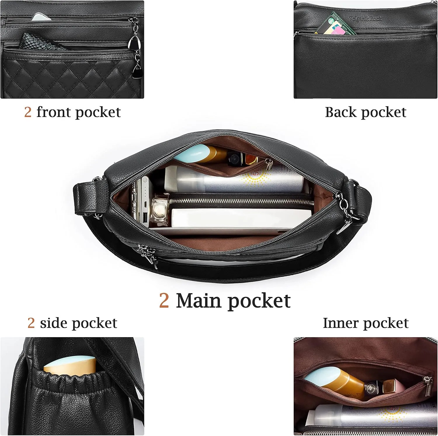 Crossbody Purse for Women Ladies Soft PU Leather Shoulder Bag Medium Roomy Handbag Fashion Tote Top Handle Satchel