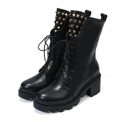 Dipsloot Spring British Cow Leather Boots with Metal Rivets