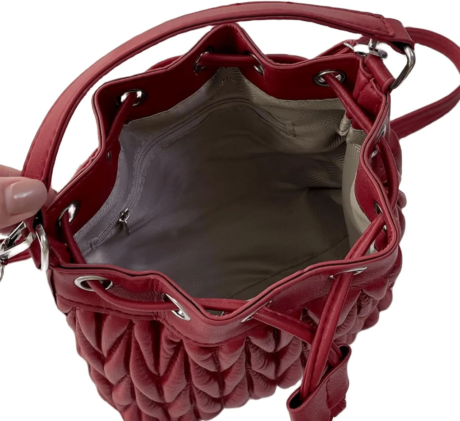 Drawstring Bucket Cross body Bags for Women Handbags Purses Designer Soft Vegan Leather Shoulder Bags (Khaki)