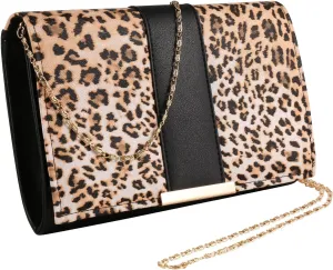 eBigValue Leather Women's Clutches Elegant Evening Bag Handbag for Women Ladies Chain Crossbody Shoulder Bag