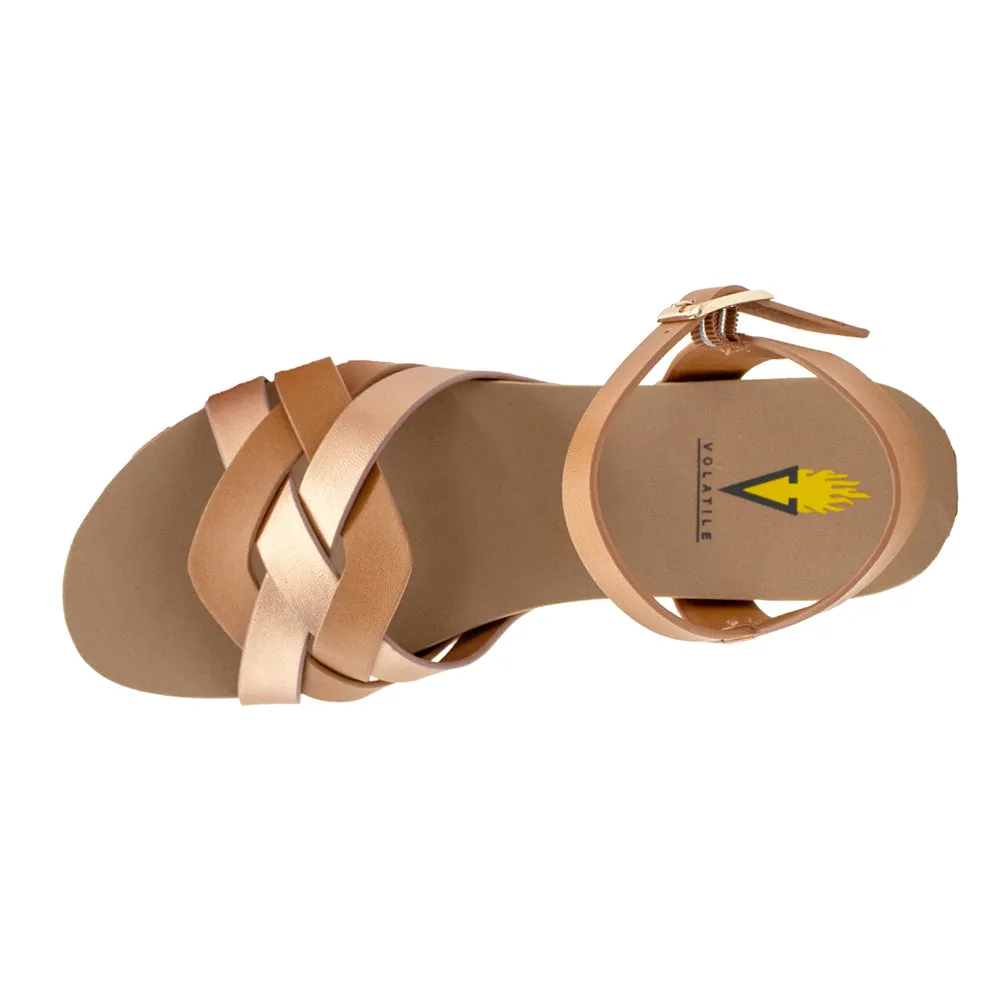 Edna Cork Metallic Wedge Sandals