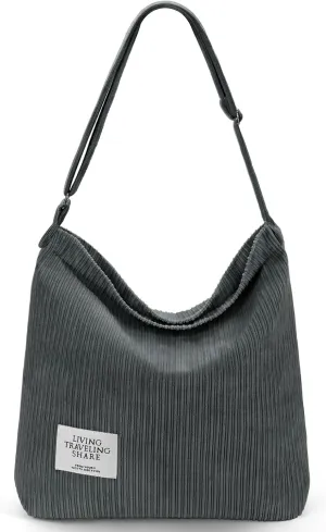 EIMMBD Corduroy Tote Bag for Women Tote Bag Aesthetic Handbags Shoulder Bag Crossbody Bag with Zipper for Travel Work