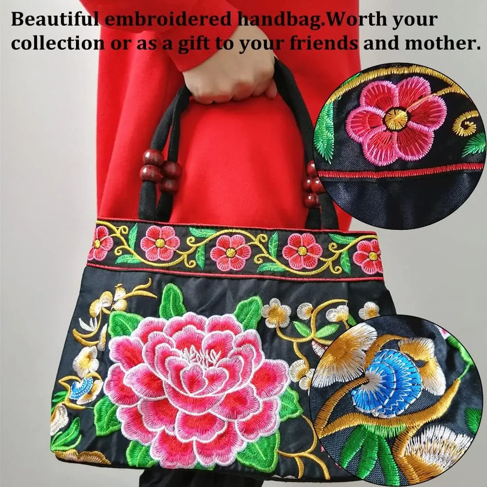 Embroidered Women Floral Handbags Embroidery Purse Vintage Hobo Tote Bag Ethnic Shoulder Bag