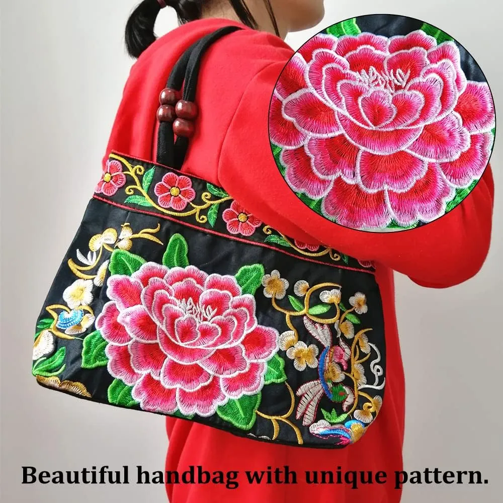 Embroidered Women Floral Handbags Embroidery Purse Vintage Hobo Tote Bag Ethnic Shoulder Bag
