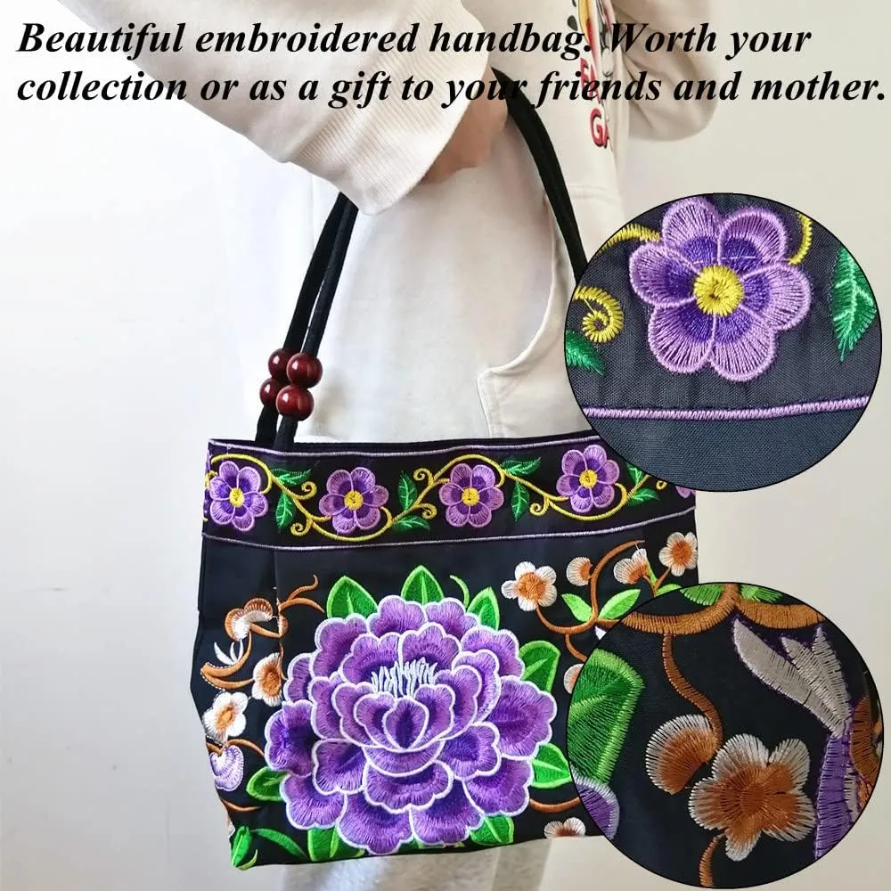 Embroidered Women Floral Handbags Embroidery Purse Vintage Hobo Tote Bag Ethnic Shoulder Bag