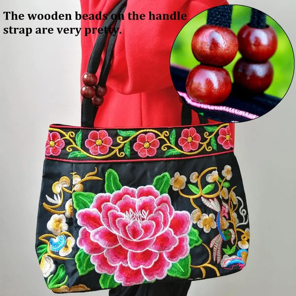 Embroidered Women Floral Handbags Embroidery Purse Vintage Hobo Tote Bag Ethnic Shoulder Bag