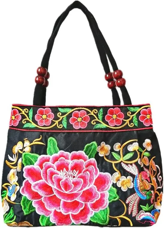 Embroidered Women Floral Handbags Embroidery Purse Vintage Hobo Tote Bag Ethnic Shoulder Bag
