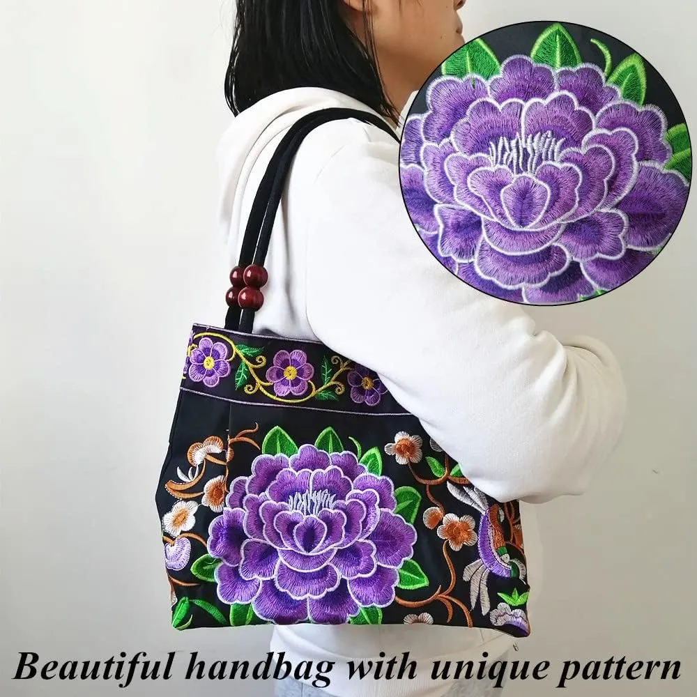 Embroidered Women Floral Handbags Embroidery Purse Vintage Hobo Tote Bag Ethnic Shoulder Bag