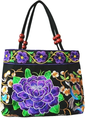 Embroidered Women Floral Handbags Embroidery Purse Vintage Hobo Tote Bag Ethnic Shoulder Bag