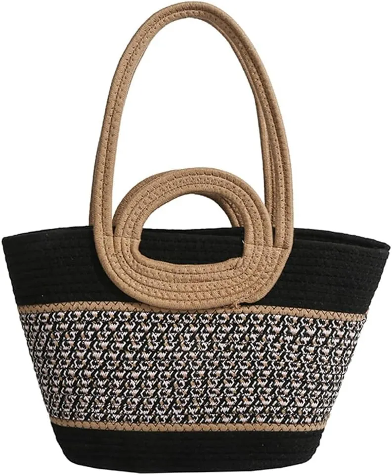 Epsion Summer Straw Tote Bags for Women Knitted Handbags Beach Woven Shoulder Bag Travel 2025