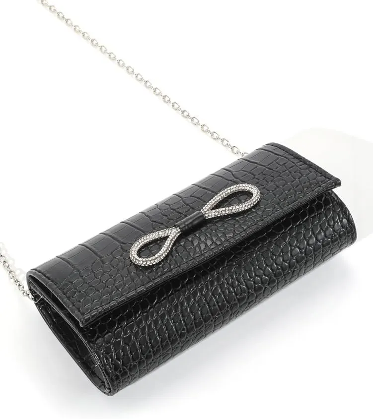 Evening Clutch Purses Women 2025 Trendy PU Leather Bow Evening Handbags Crossbody Shoulder Bag for Party Wedding