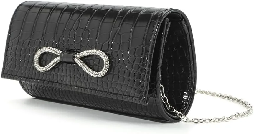 Evening Clutch Purses Women 2025 Trendy PU Leather Bow Evening Handbags Crossbody Shoulder Bag for Party Wedding