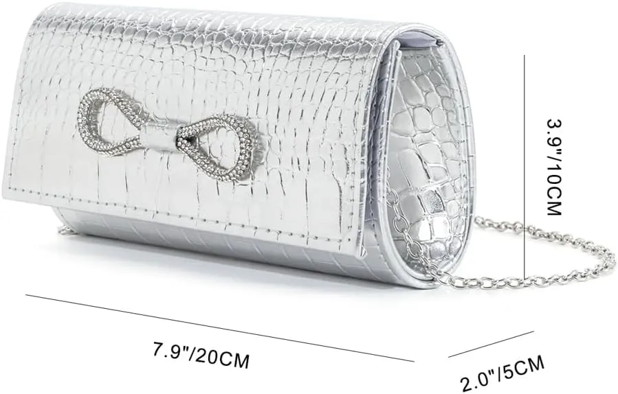 Evening Clutch Purses Women 2025 Trendy PU Leather Bow Evening Handbags Crossbody Shoulder Bag for Party Wedding