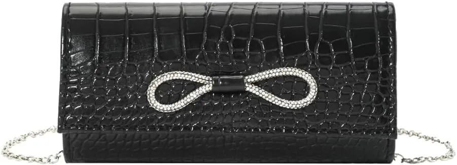 Evening Clutch Purses Women 2025 Trendy PU Leather Bow Evening Handbags Crossbody Shoulder Bag for Party Wedding