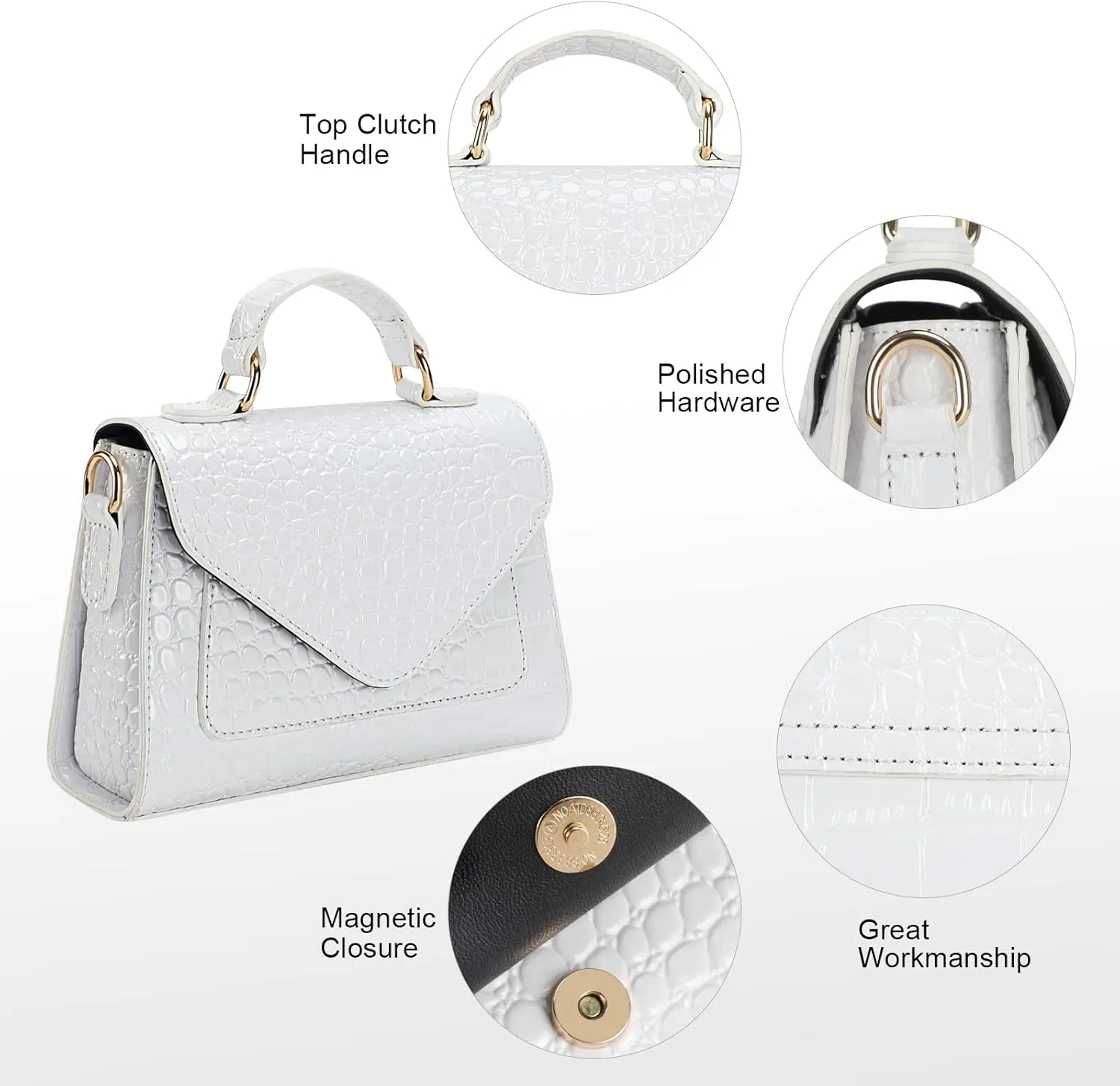 FAMYPAL Crocodile Crossbody Shoulder Bags for Women, Small Trendy Purse for Phone, Womens Top Handle Clutches Handbags