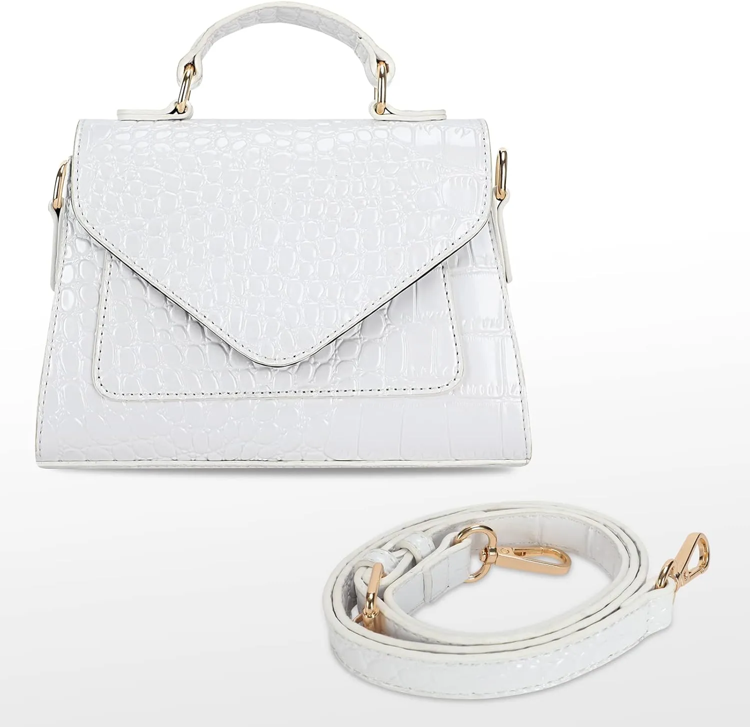 FAMYPAL Crocodile Crossbody Shoulder Bags for Women, Small Trendy Purse for Phone, Womens Top Handle Clutches Handbags