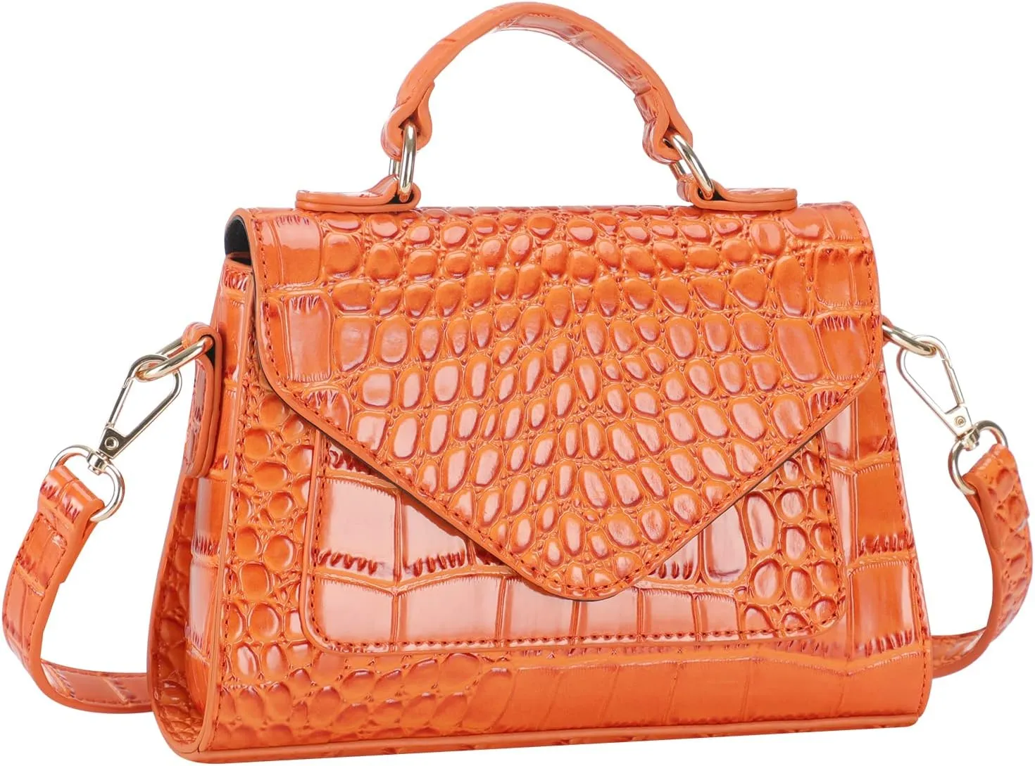 FAMYPAL Crocodile Crossbody Shoulder Bags for Women, Small Trendy Purse for Phone, Womens Top Handle Clutches Handbags
