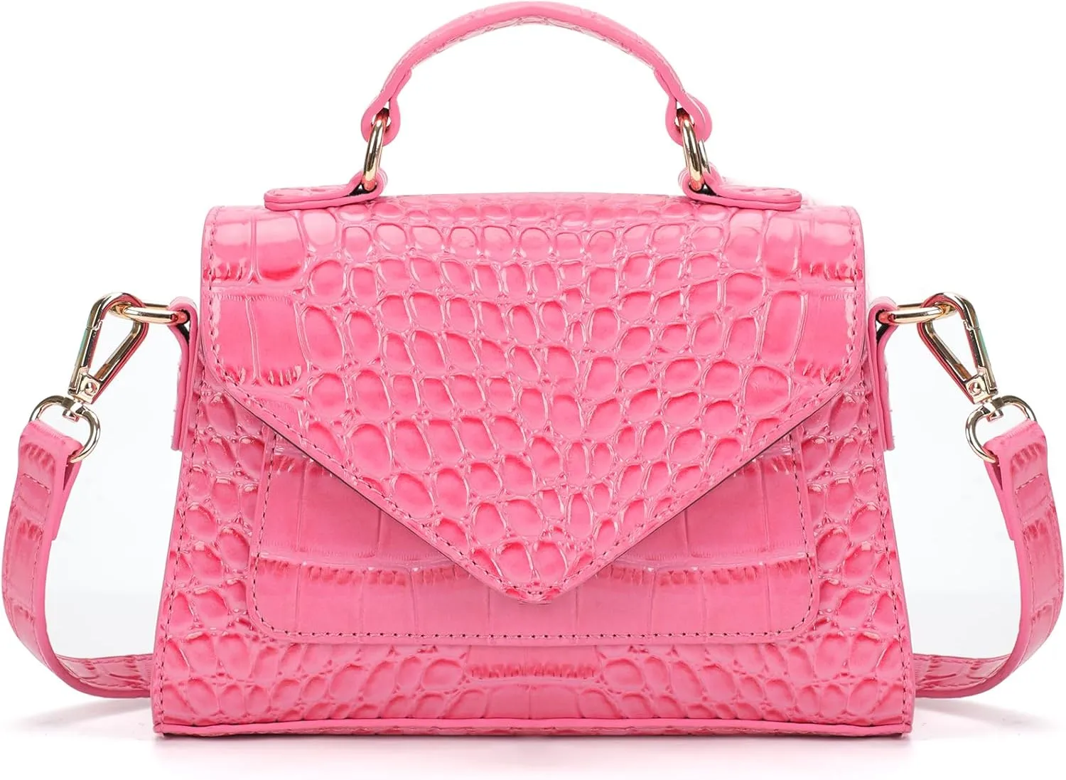 FAMYPAL Crocodile Crossbody Shoulder Bags for Women, Small Trendy Purse for Phone, Womens Top Handle Clutches Handbags