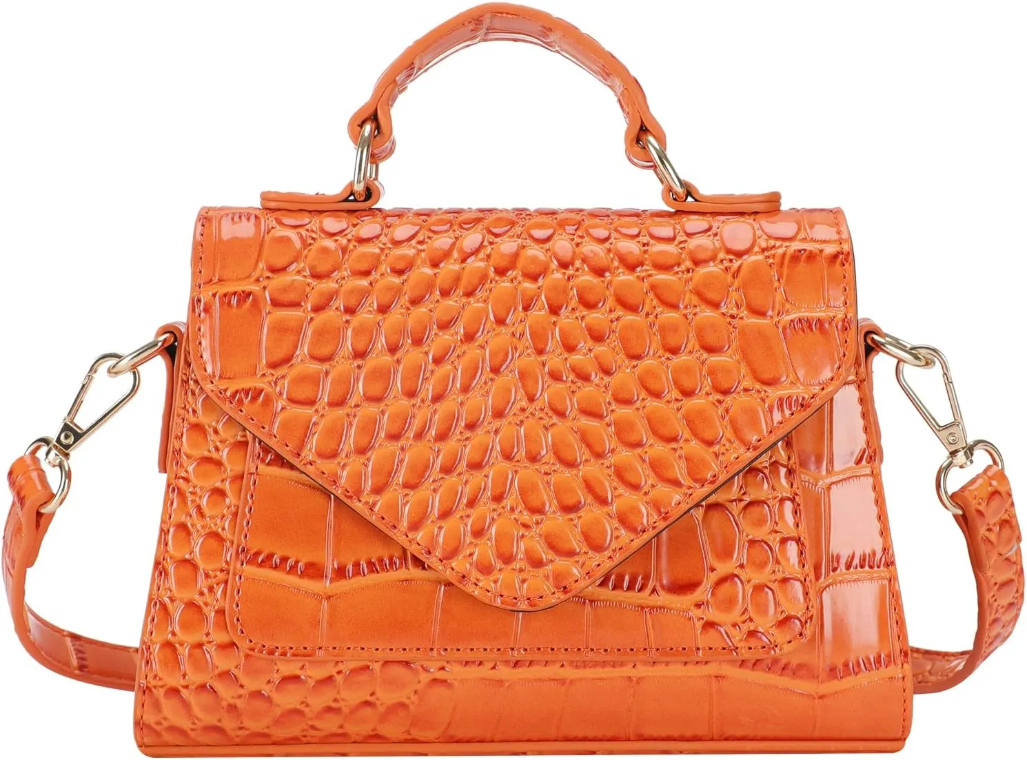 FAMYPAL Crocodile Crossbody Shoulder Bags for Women, Small Trendy Purse for Phone, Womens Top Handle Clutches Handbags