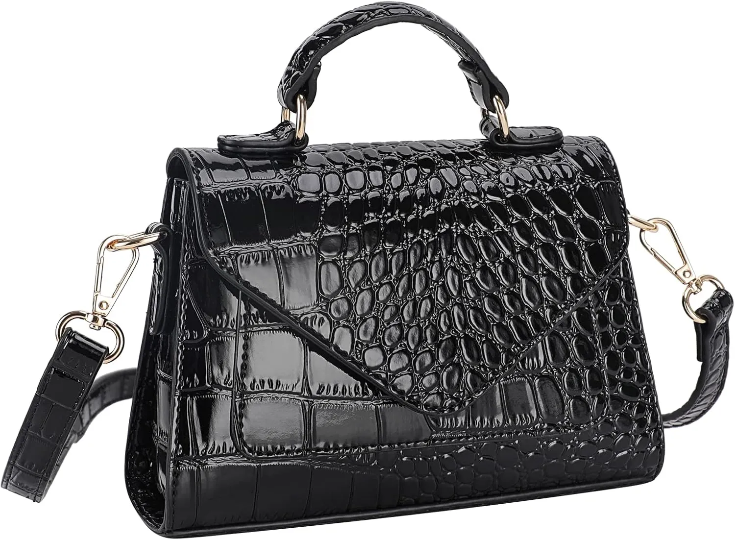 FAMYPAL Crocodile Crossbody Shoulder Bags for Women, Small Trendy Purse for Phone, Womens Top Handle Clutches Handbags