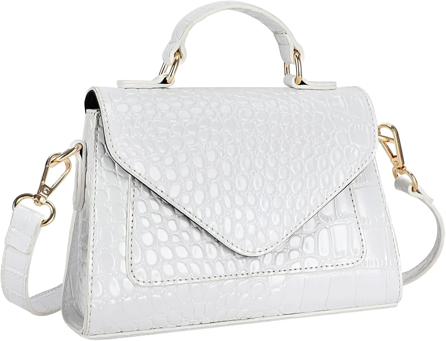 FAMYPAL Crocodile Crossbody Shoulder Bags for Women, Small Trendy Purse for Phone, Womens Top Handle Clutches Handbags