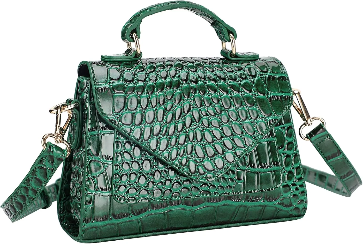 FAMYPAL Crocodile Crossbody Shoulder Bags for Women, Small Trendy Purse for Phone, Womens Top Handle Clutches Handbags