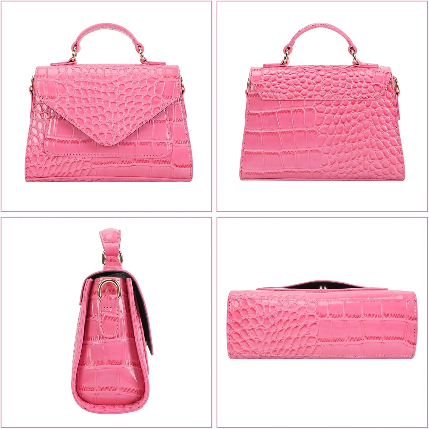 FAMYPAL Crocodile Crossbody Shoulder Bags for Women, Small Trendy Purse for Phone, Womens Top Handle Clutches Handbags