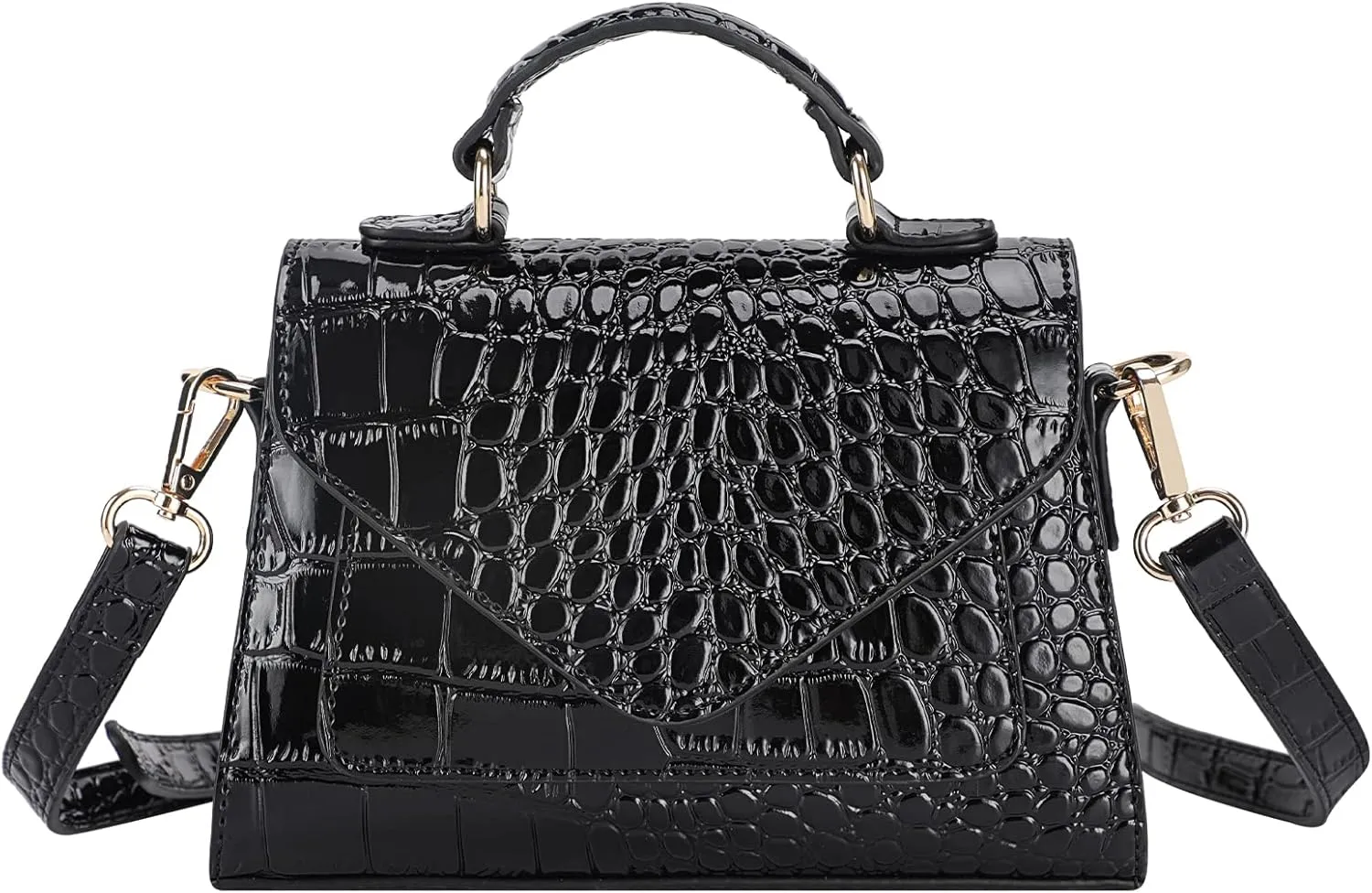 FAMYPAL Crocodile Crossbody Shoulder Bags for Women, Small Trendy Purse for Phone, Womens Top Handle Clutches Handbags