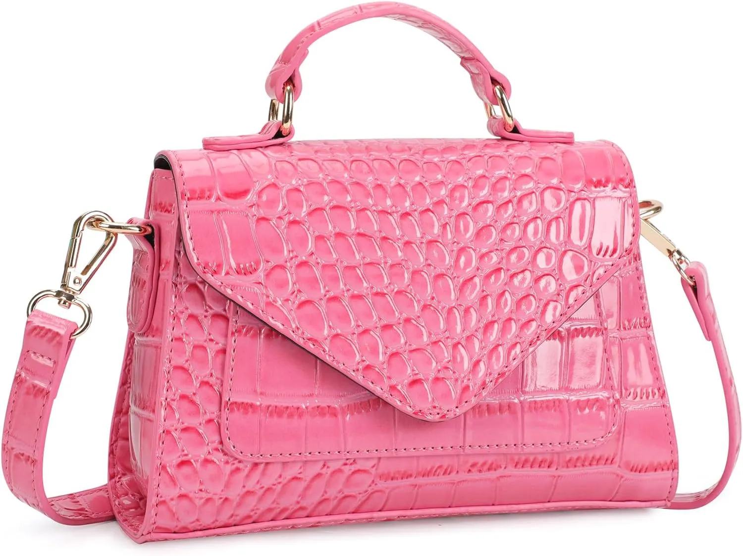 FAMYPAL Crocodile Crossbody Shoulder Bags for Women, Small Trendy Purse for Phone, Womens Top Handle Clutches Handbags