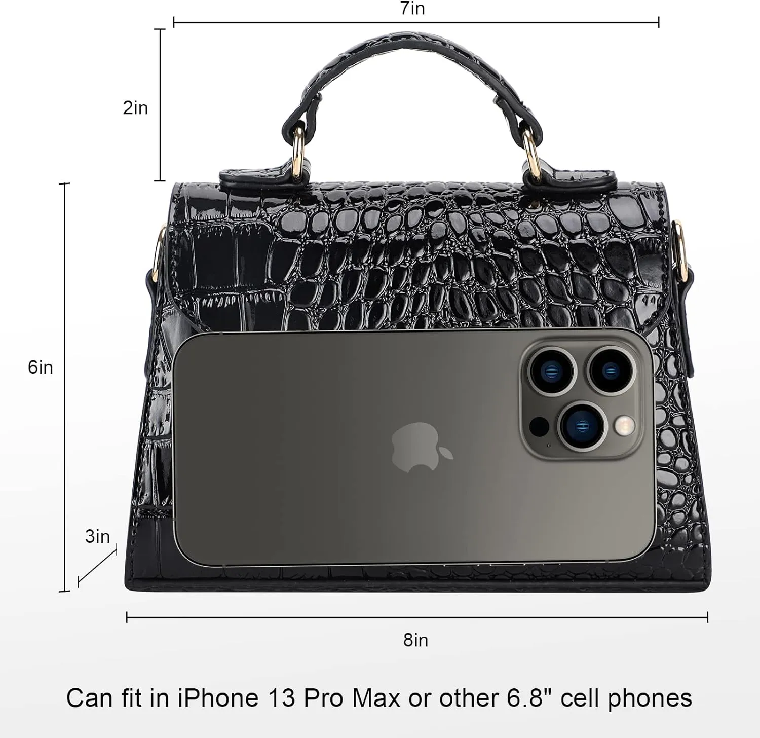 FAMYPAL Crocodile Crossbody Shoulder Bags for Women, Small Trendy Purse for Phone, Womens Top Handle Clutches Handbags
