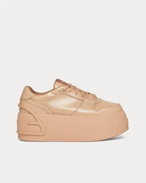 Fashion Show Leather Pink Beige Low Top Sneakers
