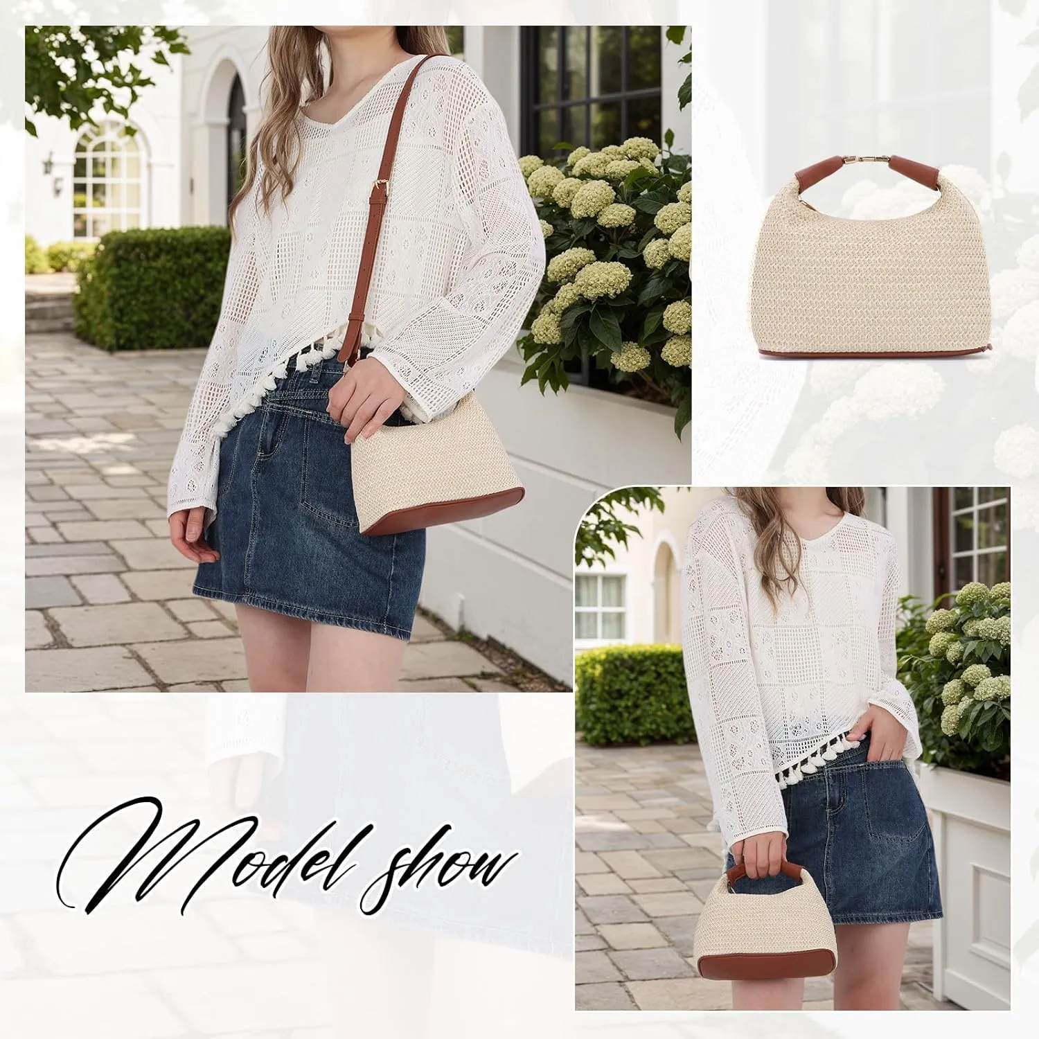 Fecialy Straw Bag for Women Small Raffia Purses Summer Beach Crossbody Bag Vacation Straw Woven Handbag 2025