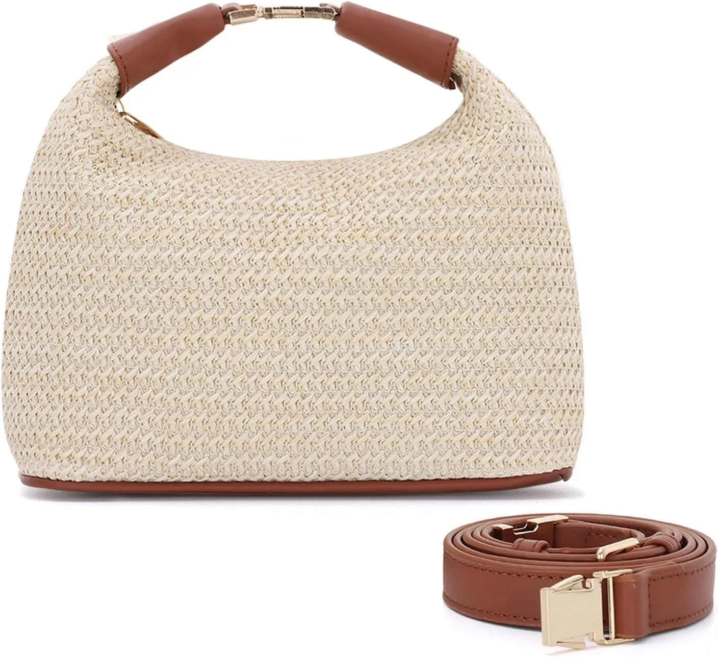 Fecialy Straw Bag for Women Small Raffia Purses Summer Beach Crossbody Bag Vacation Straw Woven Handbag 2025