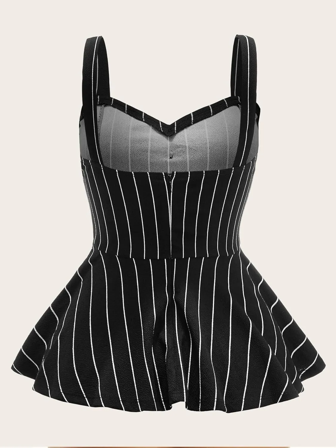 Floerns Women's Plus Size Striped Ruffle Hem Camisole Button Sleeveless Peplum Tops