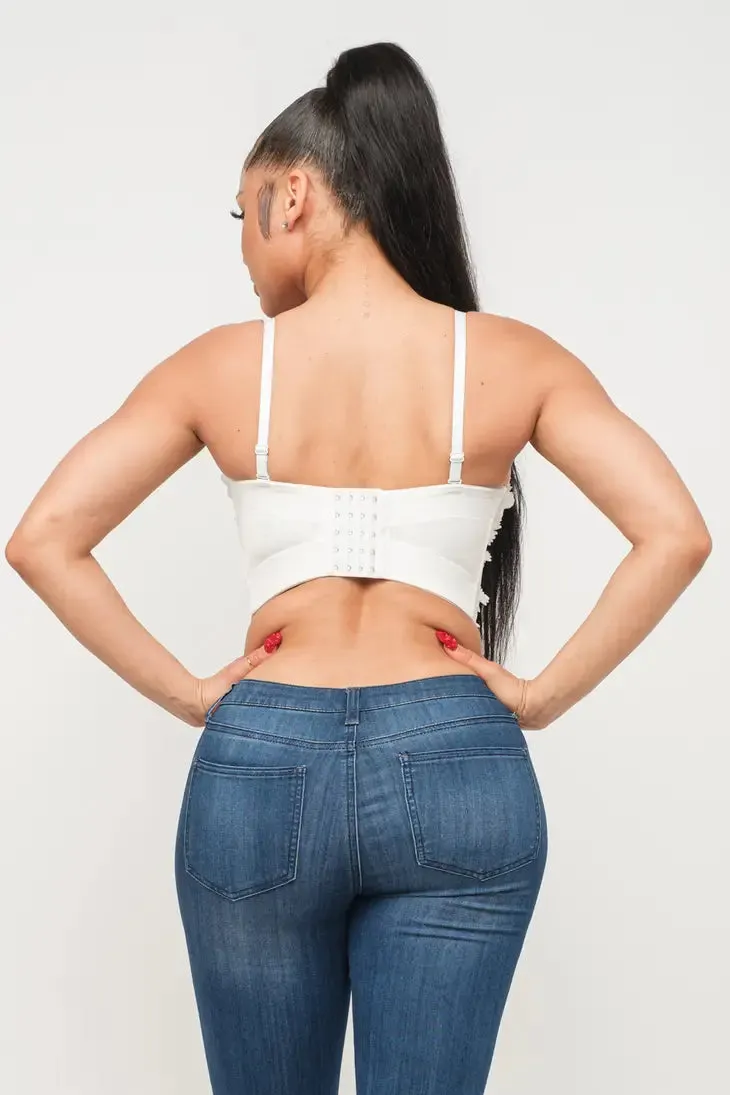 Floral Rhinestones Bustier Top