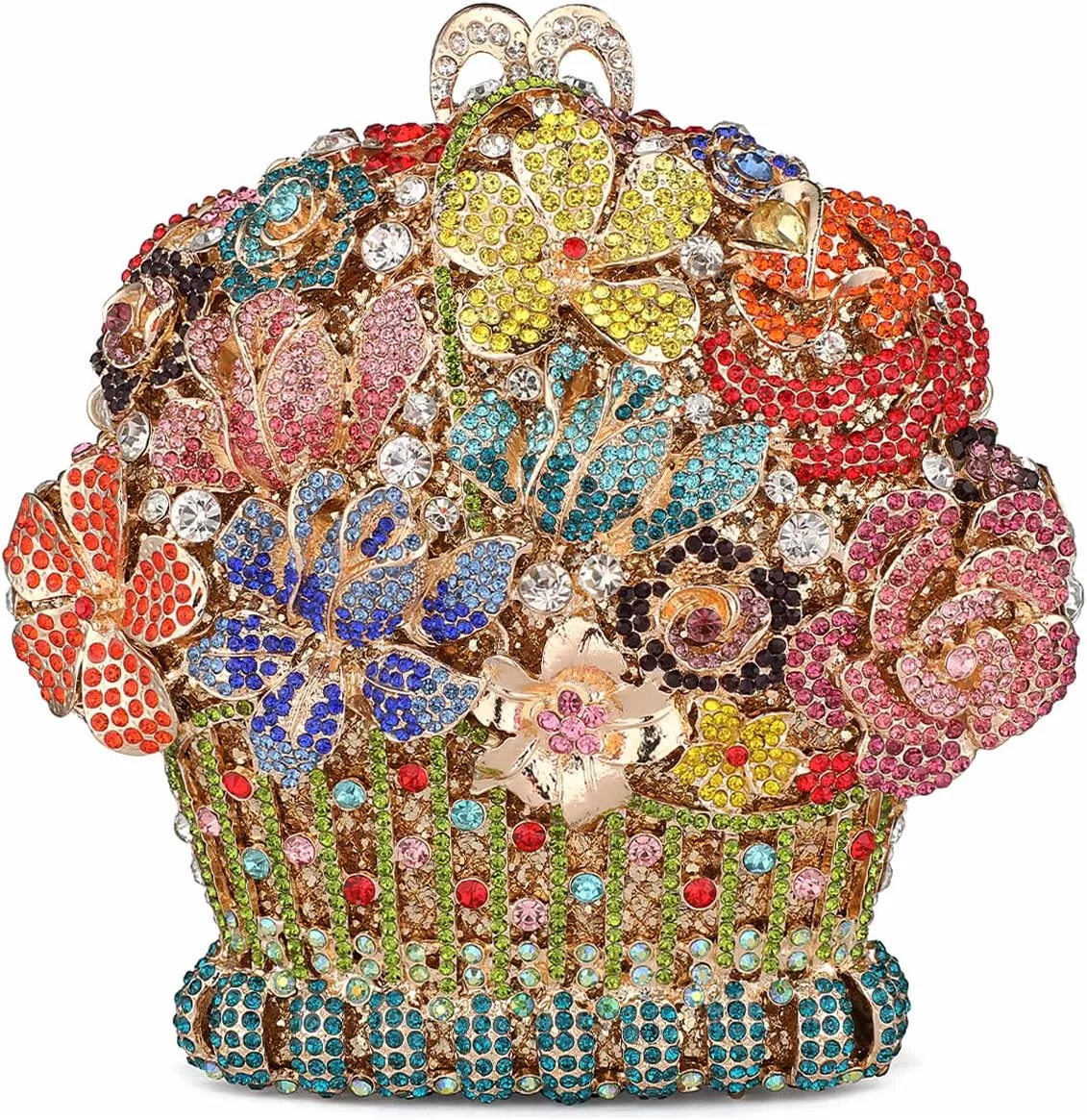 Flower Crystal Evening Clutch Bag Elegant Bride Wedding Party Purse for Women