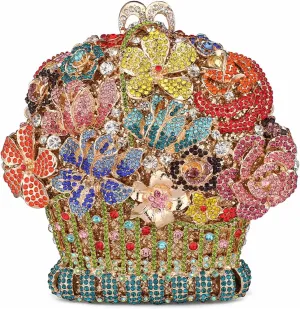 Flower Crystal Evening Clutch Bag Elegant Bride Wedding Party Purse for Women