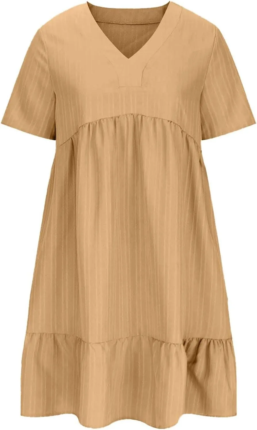 Flowy Dresses for Women 2025 Summer Short Sleeve Beach Dress Ruffle Tiered Layered A-Line Sundress Travel Boho Dress