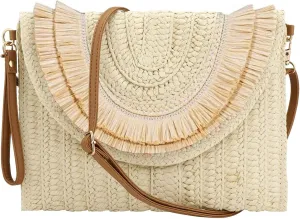 Gets Straw Clutch Purse for Women Summer Clutch Beach Envelope Handbags Wallet Crossbody Bag