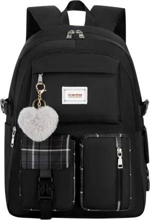 Girl Roomy Fashion Laptop Backpack Casual Daily Backpack for Women Black