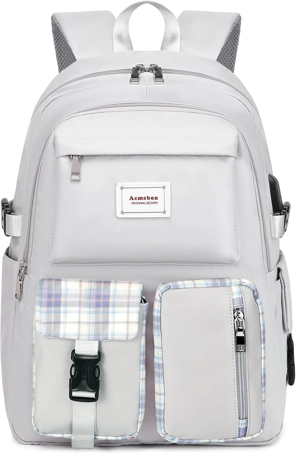 Girl Roomy Fashion Laptop Backpack Casual Daily Backpack for Women Grey