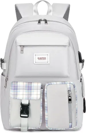 Girl Roomy Fashion Laptop Backpack Casual Daily Backpack for Women Grey