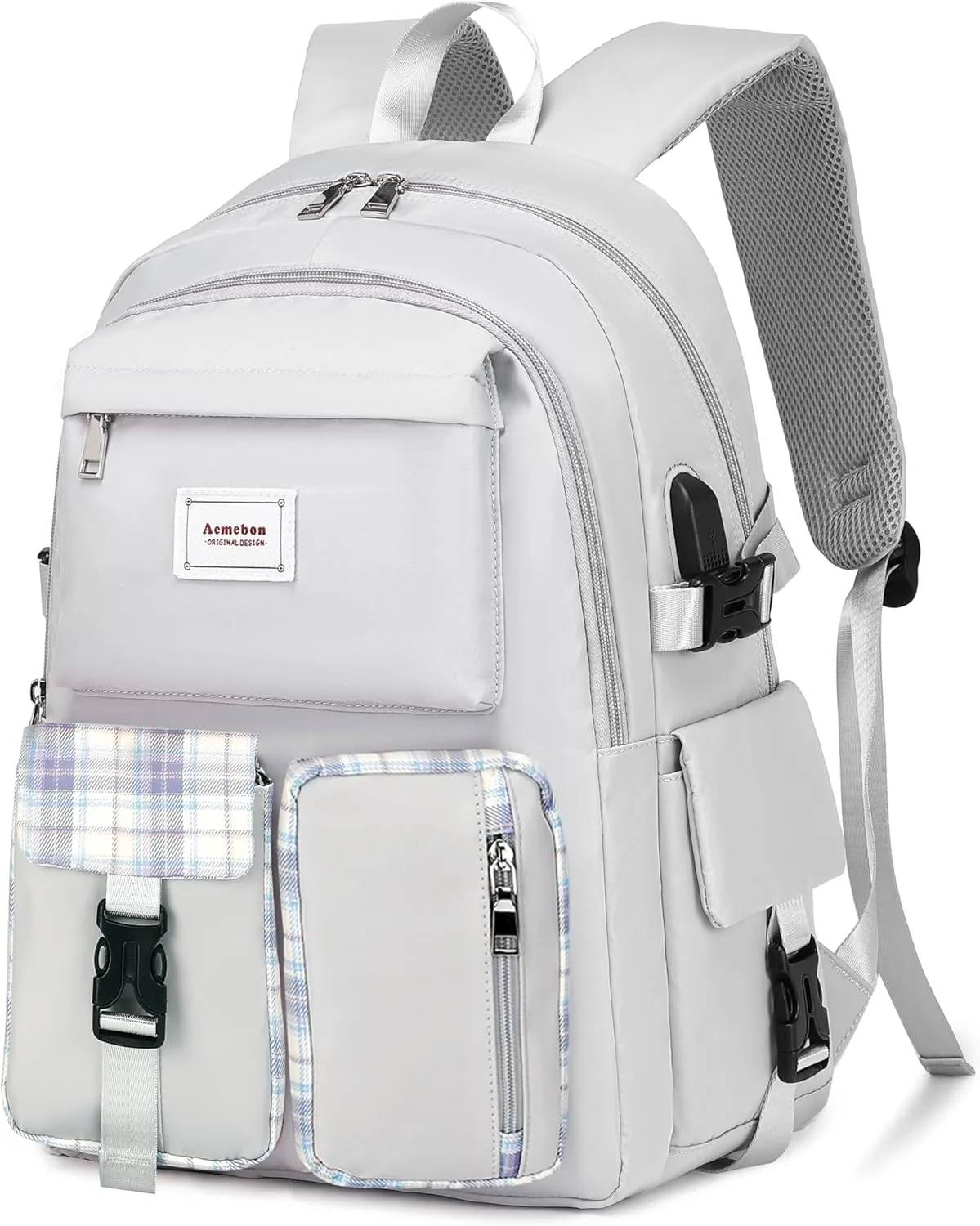 Girl Roomy Fashion Laptop Backpack Casual Daily Backpack for Women Grey