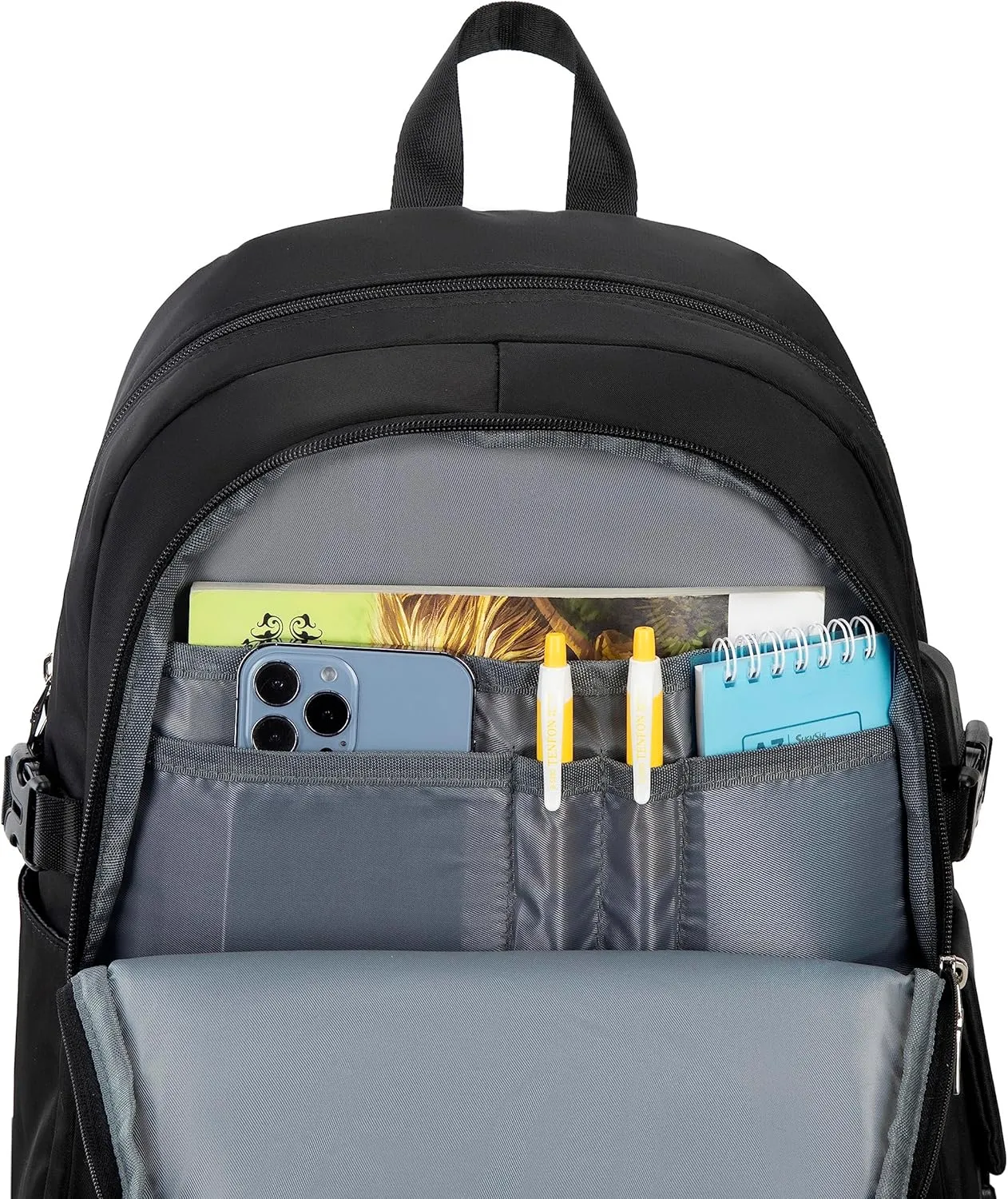 Girl Roomy Fashion Laptop Backpack Set Casual Daypack Set for Women Black