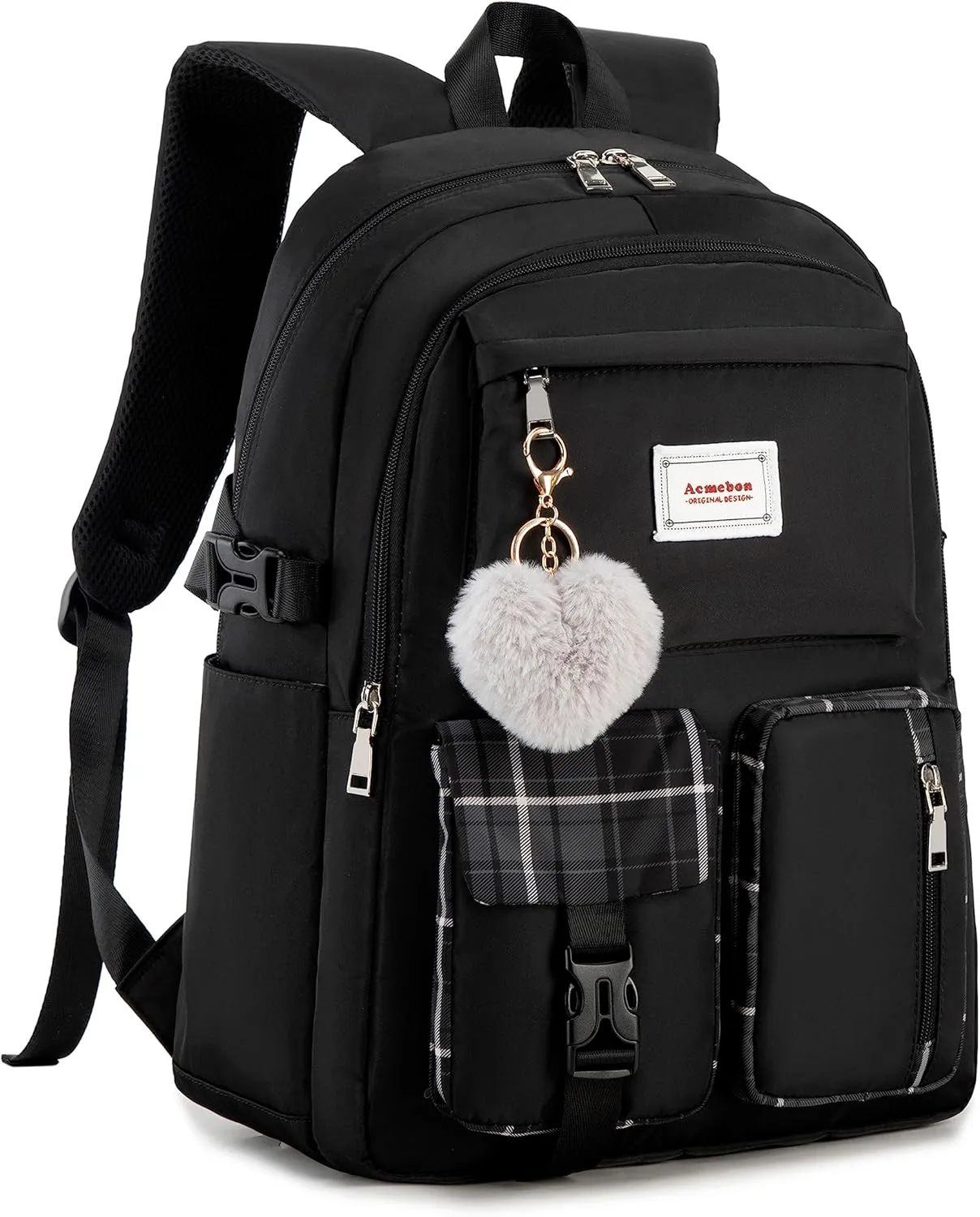 Girl Roomy Fashion Laptop Backpack Set Casual Daypack Set for Women Black